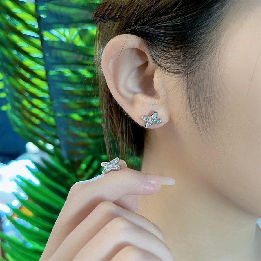 [OAKJURI Jewelry]JEUX DE SILVER DIAMOND EARRINGS