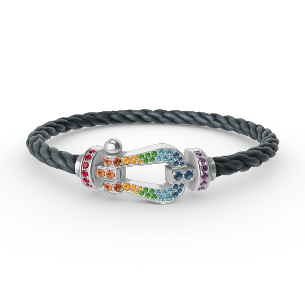 [OAKJURI Jewelry]FORC LARGE HORSESHOE  COLORED DIAMOND BRACELET SILVER