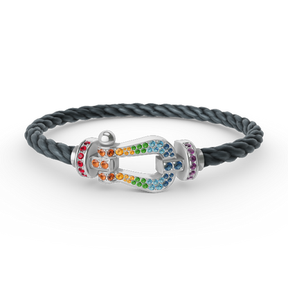 [OAKJURI Jewelry]FORC LARGE HORSESHOE  COLORED DIAMOND BRACELET SILVER