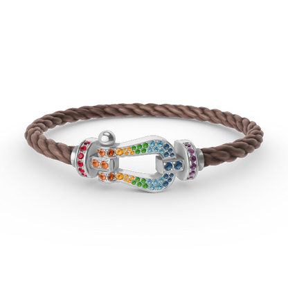 [OAKJURI Jewelry]FORC LARGE HORSESHOE  COLORED DIAMOND BRACELET SILVER