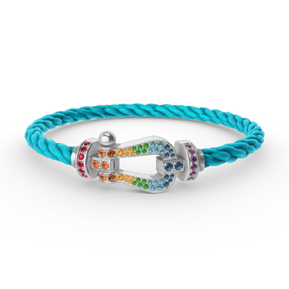[OAKJURI Jewelry]FORC LARGE HORSESHOE  COLORED DIAMOND BRACELET SILVER