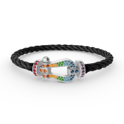 [OAKJURI Jewelry]FORC LARGE HORSESHOE  COLORED DIAMOND BRACELET SILVER