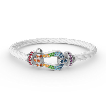 [OAKJURI Jewelry]FORC LARGE HORSESHOE  COLORED DIAMOND BRACELET SILVER