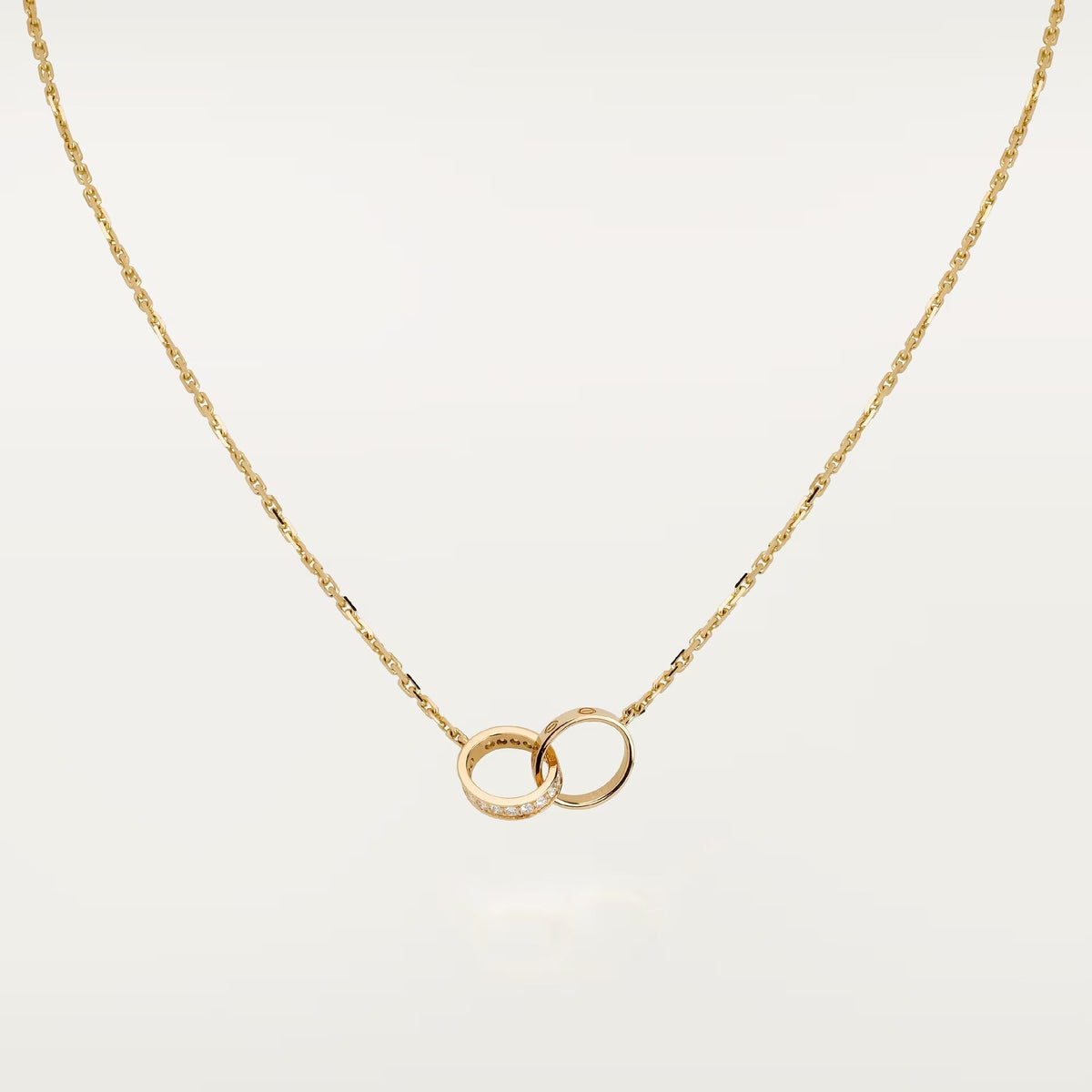 [OAKJURI Jewelry] LOVE DOUBLE RING HALF DIAMOND NECKLACE