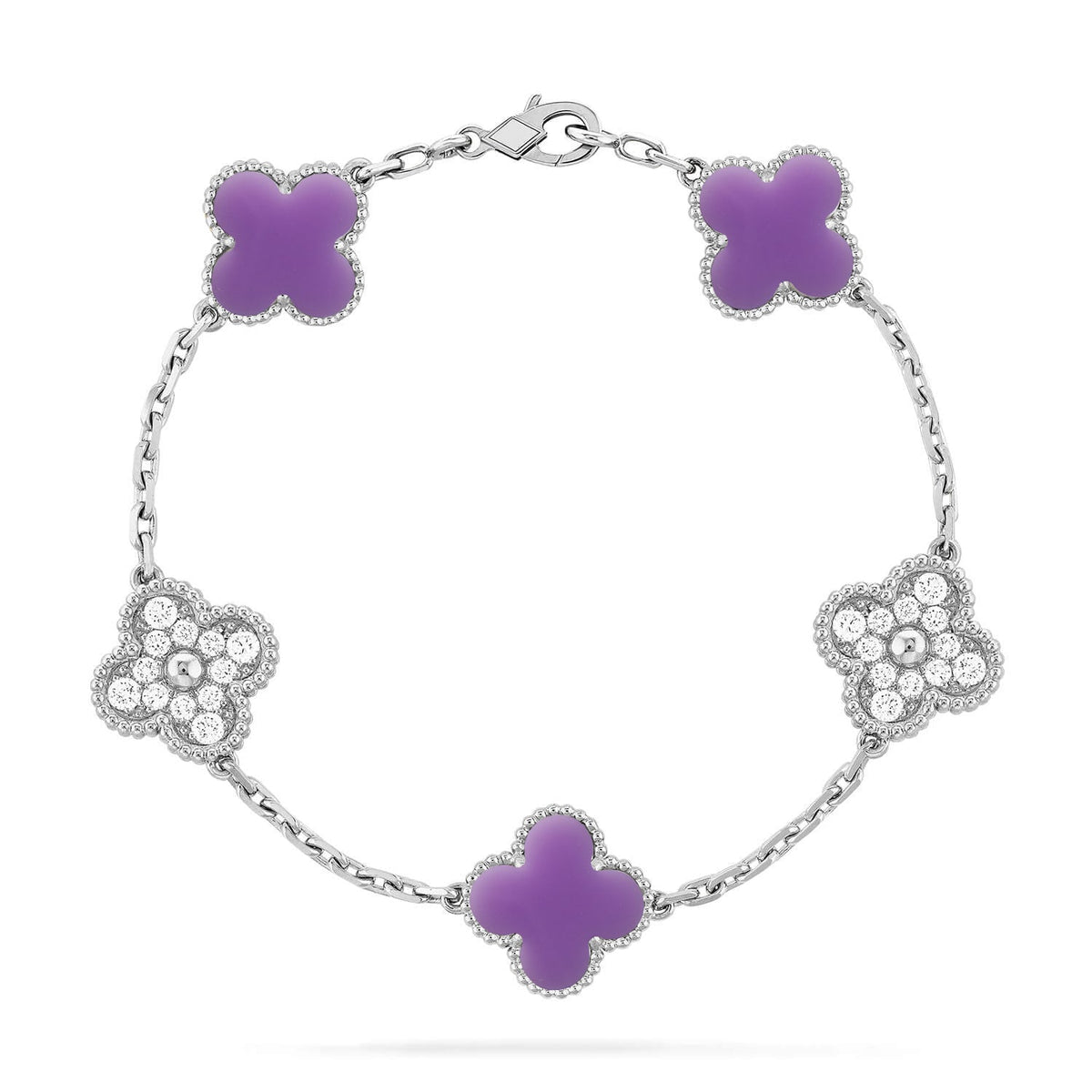 [OAKJURI Jewelry]CLOVER 5 MOTIF LIGHT PURPLE BRACELET COLLECTION