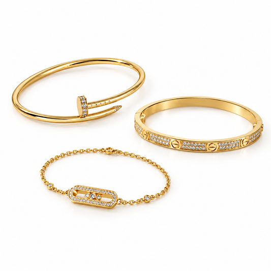 [OAKJURI Jewelry] LOVE & JUSTE Baby Move Diamond Bracelet Stack Set
