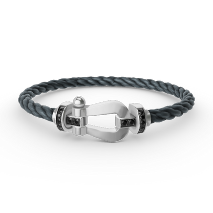 [OAKJURI Jewelry]FORCE LARGE HORSESHOE BLACK DIAMOND BRACELET SILVER