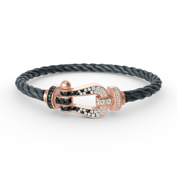 [OAKJURI Jewelry]FORCE LARGE HORSESHOE BLACK WHITE DIAMOND BRACELET ROSE GOLD