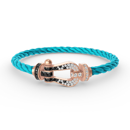 [OAKJURI Jewelry]FORCE LARGE HORSESHOE BLACK WHITE DIAMOND BRACELET ROSE GOLD