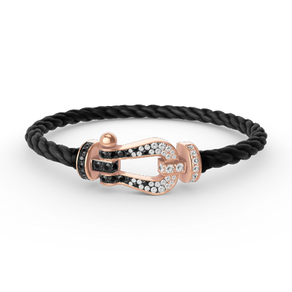 [OAKJURI Jewelry]FORCE LARGE HORSESHOE BLACK WHITE DIAMOND BRACELET ROSE GOLD