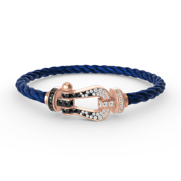 [OAKJURI Jewelry]FORCE LARGE HORSESHOE BLACK WHITE DIAMOND BRACELET ROSE GOLD