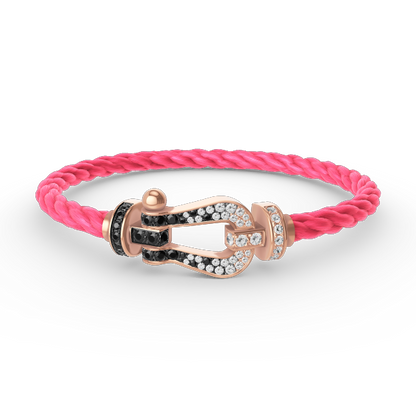 [OAKJURI Jewelry]FORCE LARGE HORSESHOE BLACK WHITE DIAMOND BRACELET ROSE GOLD