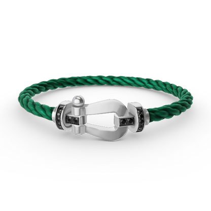 [OAKJURI Jewelry]FORCE LARGE HORSESHOE BLACK DIAMOND BRACELET SILVER
