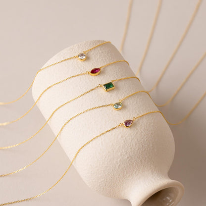 Custom Cut Birthstone Necklace