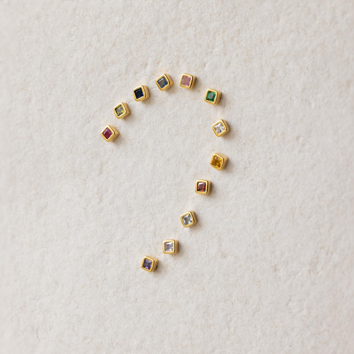 Square Bezel Birthstone Flatback Studs