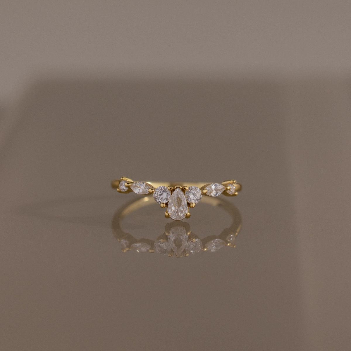 Pear Diamond Curve Ring
