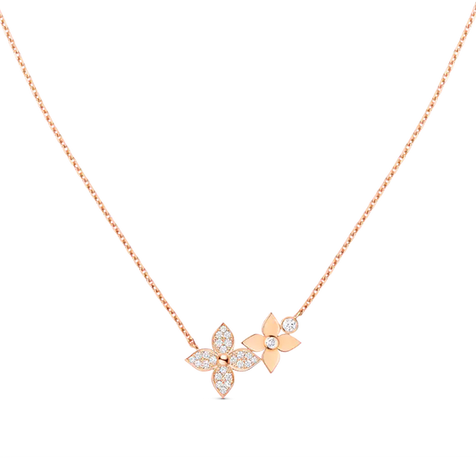 [OAKJURI Jewelry]STAR BLOSSOM NECKLACE PINK GOLD DIAMONDS