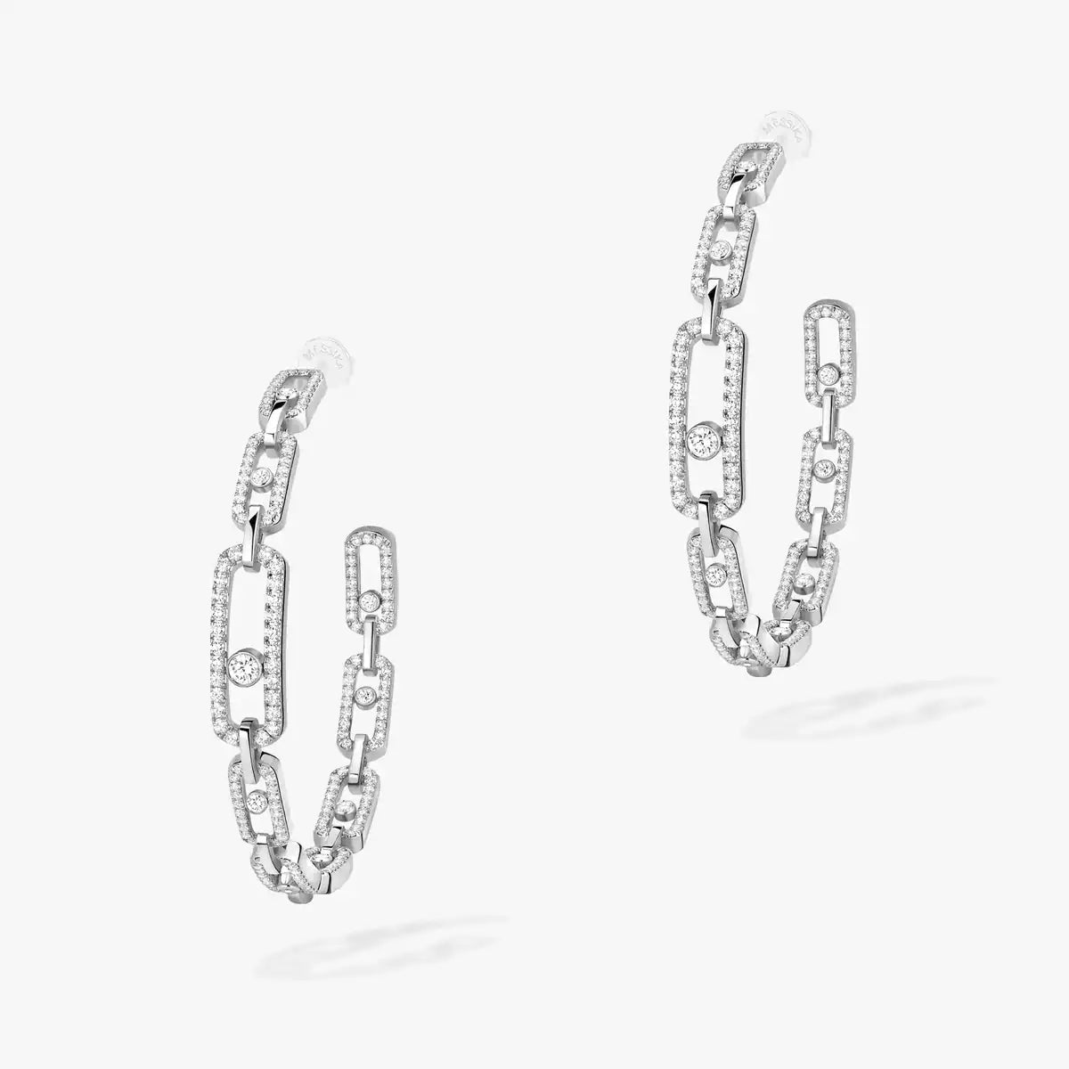 [[OAKJURI Jewelry]Move Link Diamond Hoop Earrings