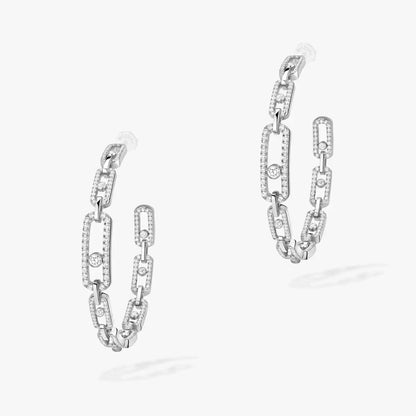 [[OAKJURI Jewelry]Move Link Diamond Hoop Earrings