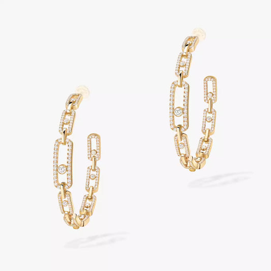 [[OAKJURI Jewelry]Move Link Diamond Hoop Earrings