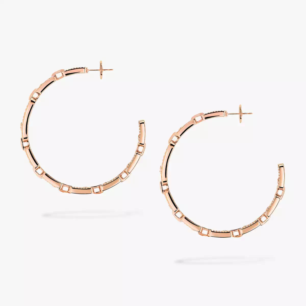 [[OAKJURI Jewelry]Move Link Diamond Hoop Earrings