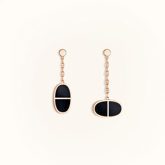 [OAKJURI Jewelry]CHAINE VERSO BLACK CERAMIC EARRINGS