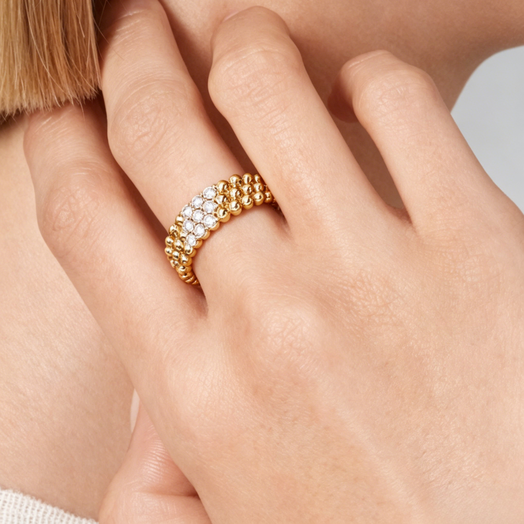 [OAKJURI Jewelry] THREE-ROW DIAMOND RING