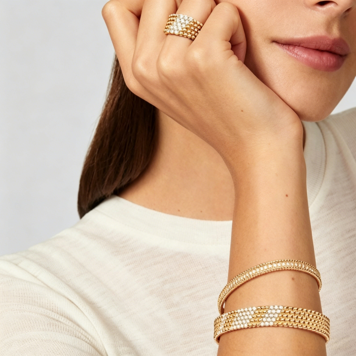 [OAKJURI Jewelry]  FIVE-ROW DIAMOND BRACELET