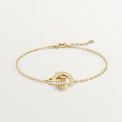 [OAKJURI Jewelry] LOVE DOUBLE RING FULL DIAMOND BRACELET