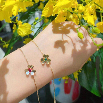 [OAKJURI Jewelry]FRIVOLE GOLD FLOWER PINK MALACHITE BRACELET