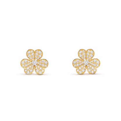 [OAKJURI Jewelry]FRIVOLE GOLD FLOWER DIAMOND EARRINGS
