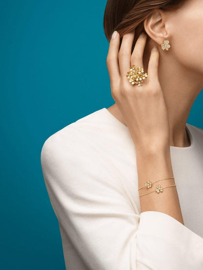 [OAKJURI Jewelry]FRIVOLE GOLD FLOWER DIAMOND EARRINGS