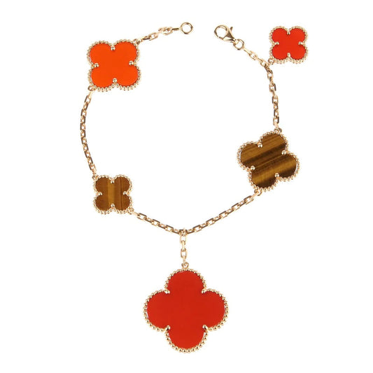 [OAKJURI Jewelry]CLOVER BRACELET 5 MOTIFS CARNELIAN TIGER EYE