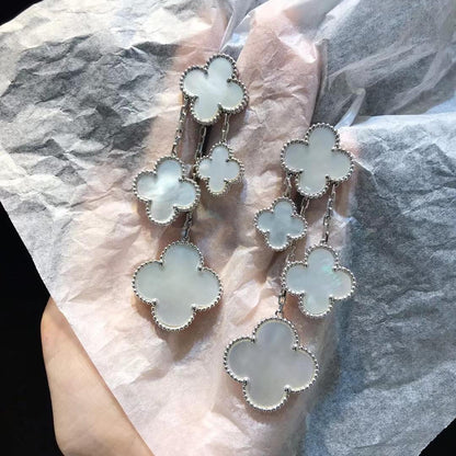 [OAKJURI Jewelry]CLOVER EARRINGS WHITE MOP 4 MOTIFS SILVER