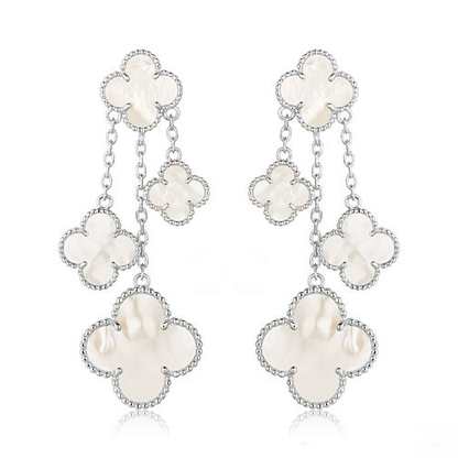 [OAKJURI Jewelry]CLOVER EARRINGS WHITE MOP 4 MOTIFS SILVER