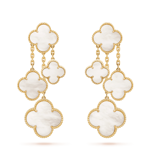 [OAKJURI Jewelry]CLOVER EARRINGS WHITE MOP 4 MOTIFS GOLD