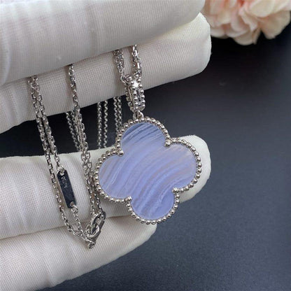 [OAKJURI Jewelry]CLOVER SILVER CHALCEDONY BIG CLOVER NECKLACE