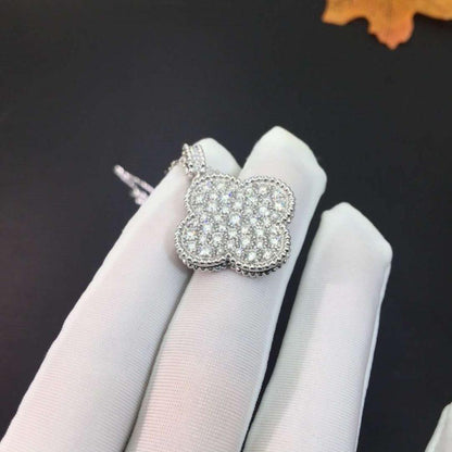 [OAKJURI Jewelry]CLOVER 25MM SILVER FULL DIAMOND BIG CLOVER NECKLACE