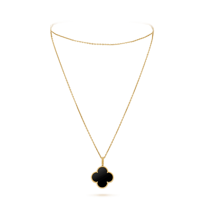 [OAKJURI Jewelry]CLOVER 25MM GOLD ONYX BIG CLOVER NECKLACE