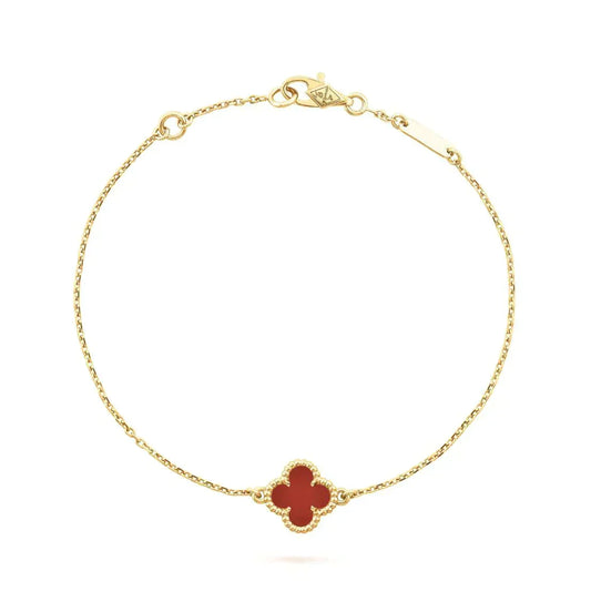 [OAKJURI Jewelry]CLOVER  CARNELIAN SINGLE FLOWER BRACELET