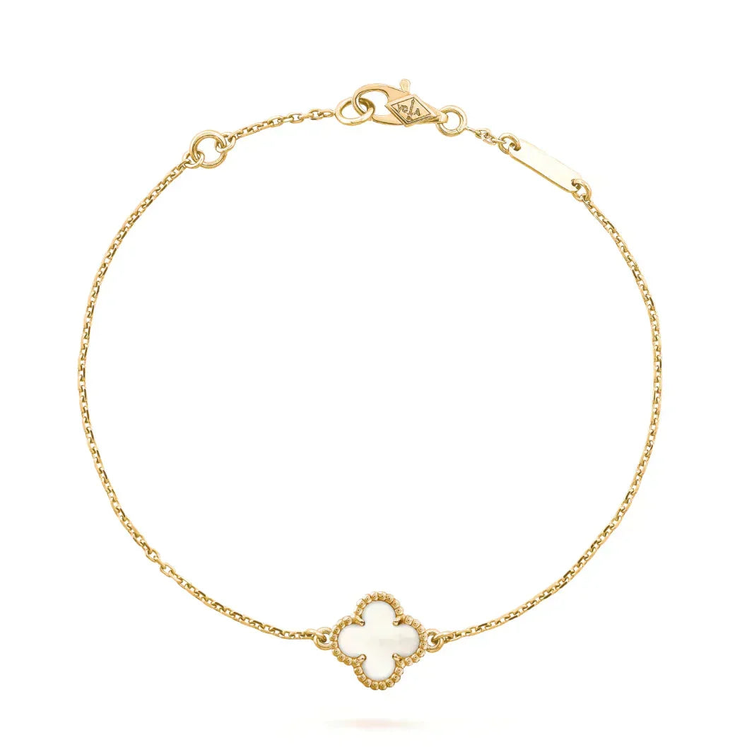 [OAKJURI Jewelry]CLOVER WHITE MOP SINGLE FLOWER BRACELET
