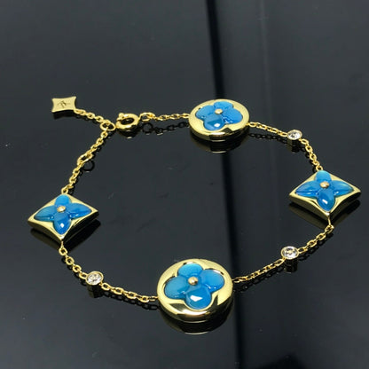 [OAKJURI Jewelry]STAR AND SUN 4 MOTIF BLUE BRACELET