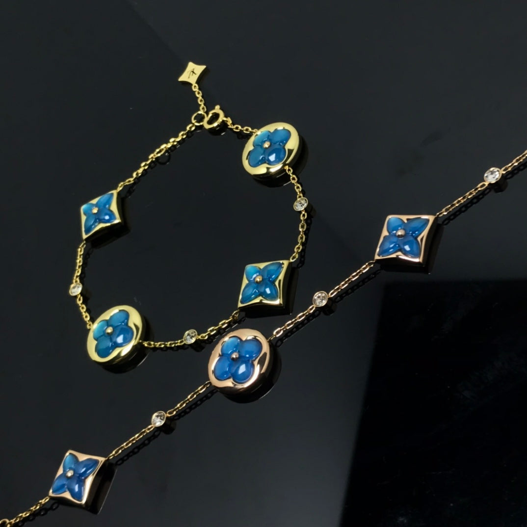 [OAKJURI Jewelry]STAR AND SUN 4 MOTIF BLUE BRACELET