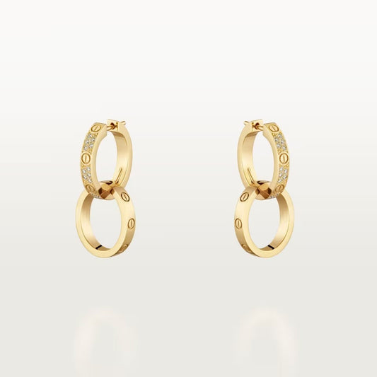 [OAKJURI Jewelry] LOVE 3.3MM DANGLE HALF DIAMOND EARRINGS