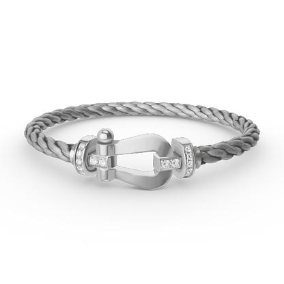 [OAKJURI Jewelry]FORCE LARGE HORSESHOE HALF DIAMOND BRACELET SILVER