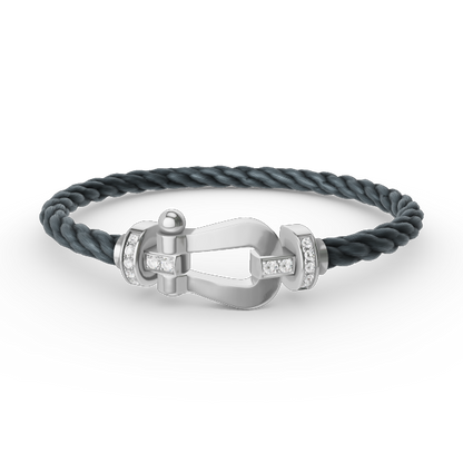 [OAKJURI Jewelry]FORCE LARGE HORSESHOE HALF DIAMOND BRACELET SILVER